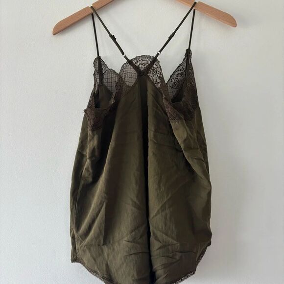 Lovestitch Eternal Olive Green Lace Trim Camisole Layering ADjustable Straps S - Picture 3 of 7